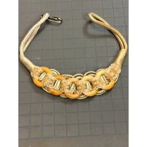 Vintage Macrame Wood Ring Rope Belt Womens OS Gold Bohemian Woven Hook